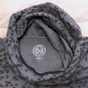 SO - High Cowl Neck Hoodie Sweatshirt Geometric Print - Medium
